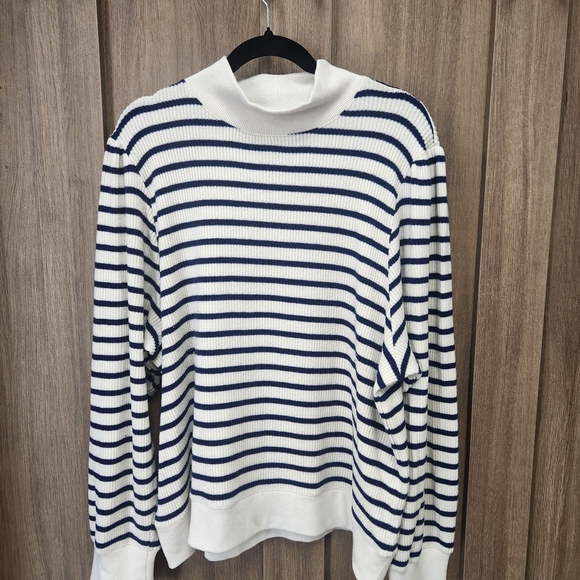 J. Crew Sweaters - Plus-size J. Crew Cream and Navy Striped Sweater